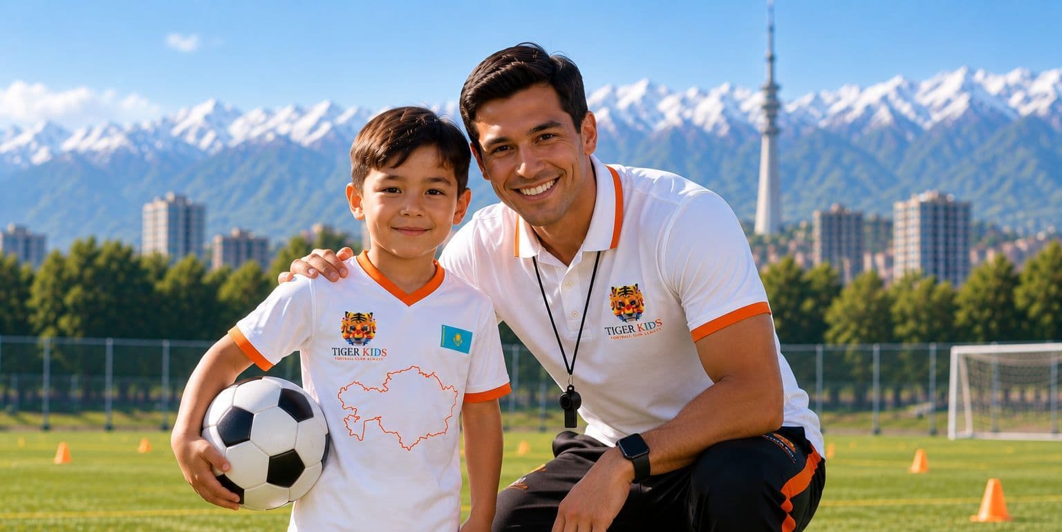 FC Tiger жаттығуындағы бала мен бапкер